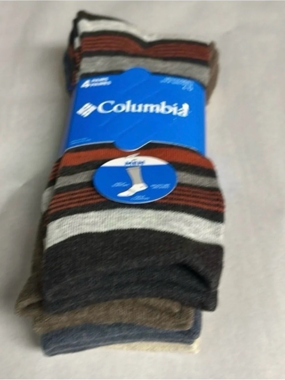New Columbia Socks Men’s 4 Pair Multicolor Striped Crew Socks Activewear Casual